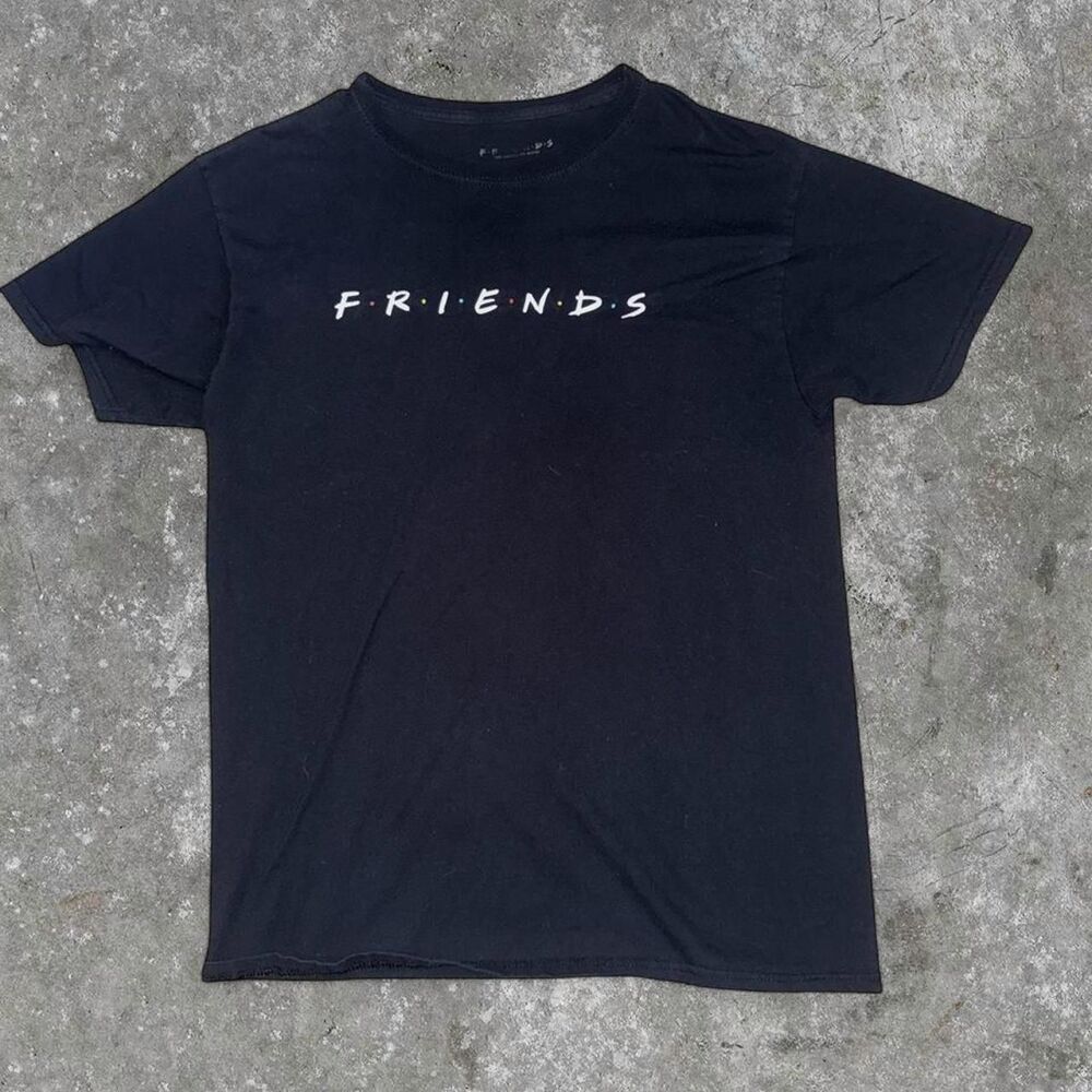 Friends Logo Graphic T-Shirt Black TV Show Casual Streetwear Tee Medium